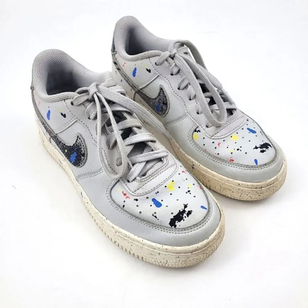 NIKE 5.5 boys / 6.5 womens Air Force 1s grey with splatter paint